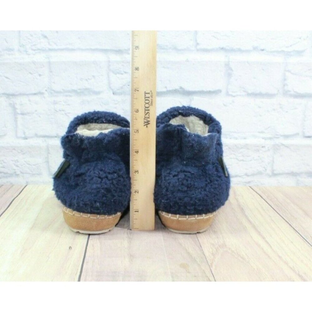 LL Bean Blue Pile Fleece Cozy Slipper Booties Size 9 M - Picture 6 of 10